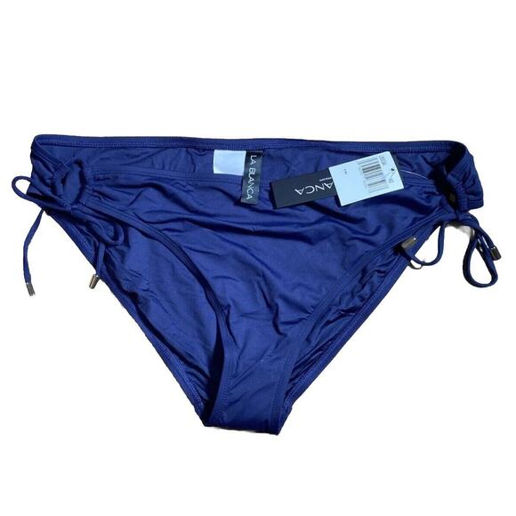 La Blanca Side Tie Hipster Bikini Swimsuit Bottom Size 16 Navy Blue - Picture 1 of 5